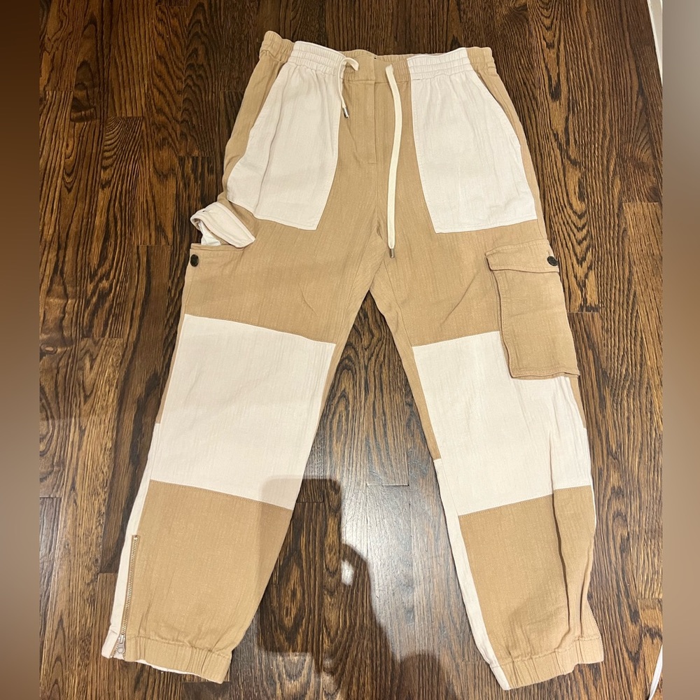 J crew linen beige joggers with zippers at the ankles size 8
